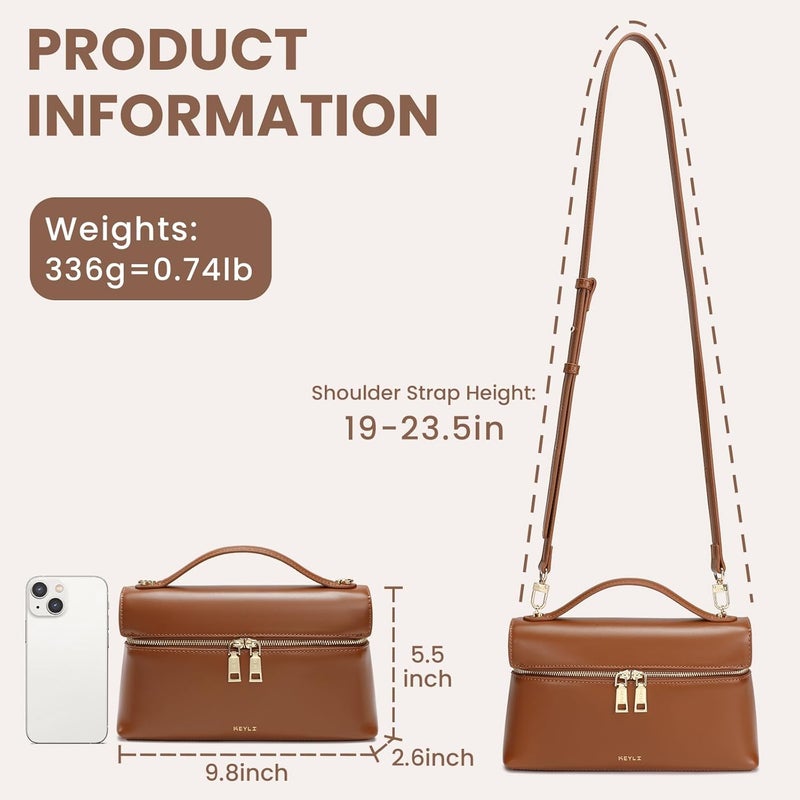 Keyli Women's Top Handle Bag Leather Small Handbags Trendy Designer Crossbody Shoulder Bag for Women Cute Quiet Purses - Image 2